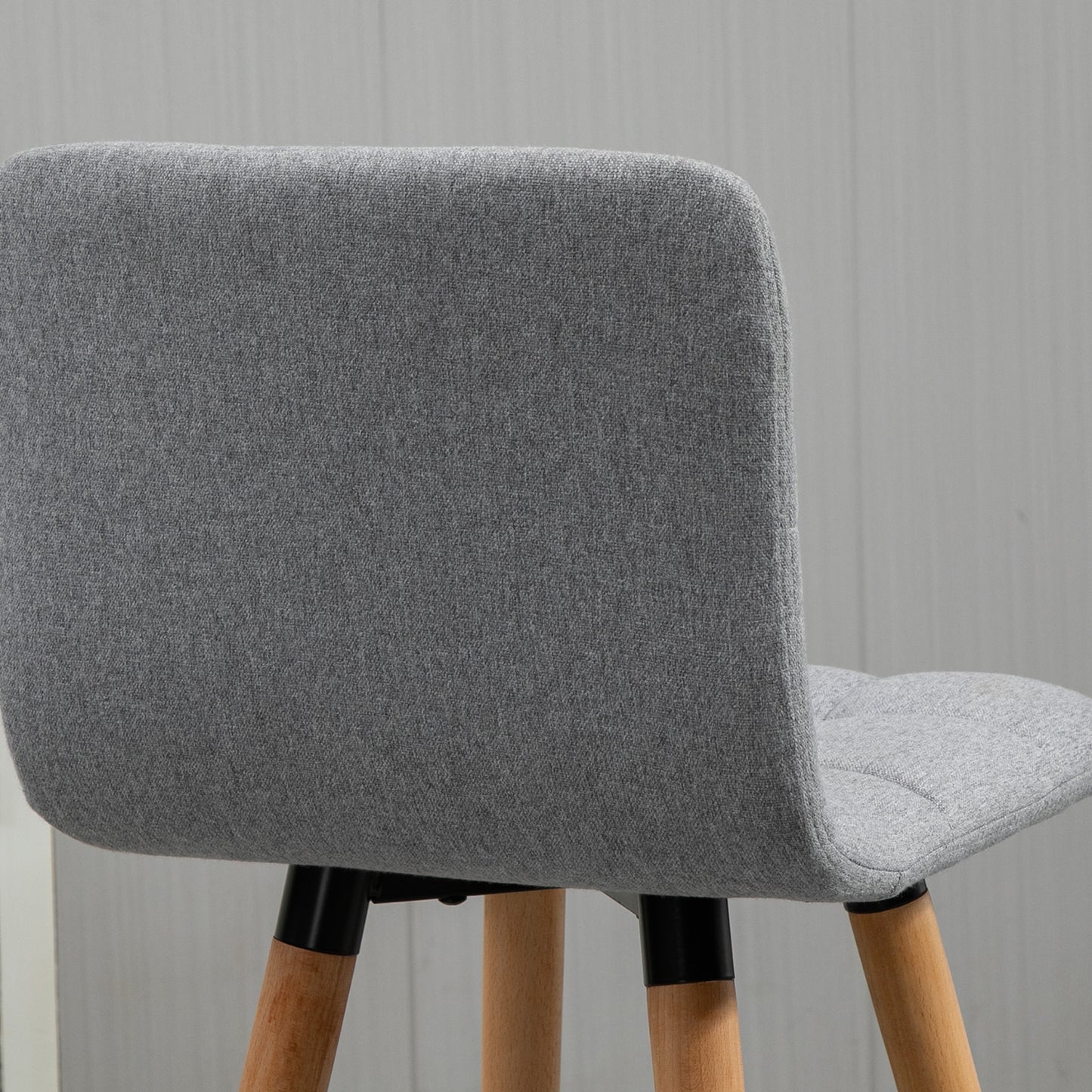 Modern Bar Stools Set of 2, 38" Upholstered Kitchen Island Stool with Solid Wood Legs, Grey