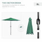 10' x 8' Round Market Umbrella, Patio Umbrella with Crank Handle and Tilt, Outdoor Parasol for Garden, Bench, Lawn, Green