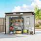 8 x 4FT Galvanized Garden Storage Shed, Metal Outdoor Shed with Double Doors and 2 Vents, Oak