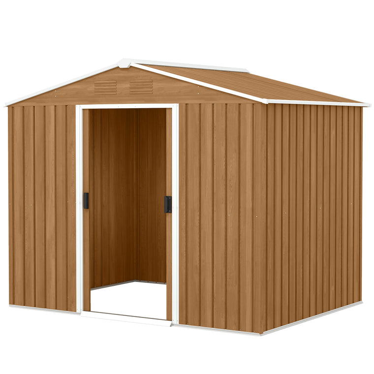 8' x 6' Metal Tool Shed with Lockable Sliding Doors and Vents