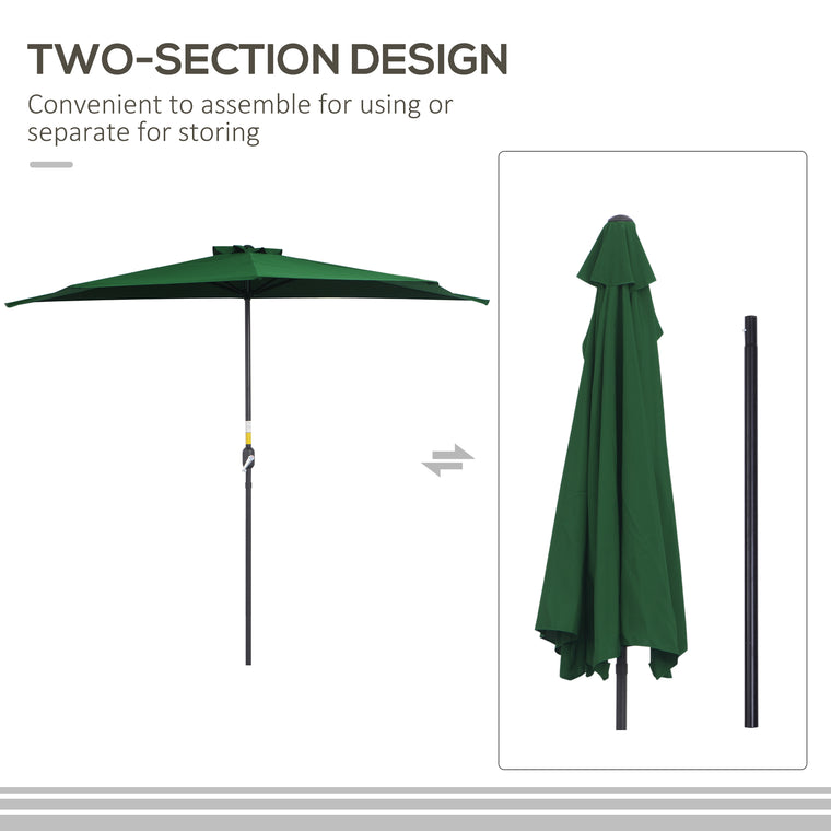 9.8ft Green Semi Round Half Umbrella with Top Vent