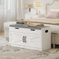 Shoe Storage Bench, Entryway Bench with 2-Tier Cabinet, Flip-Top Storage, Padded Cushion for Hallway, White