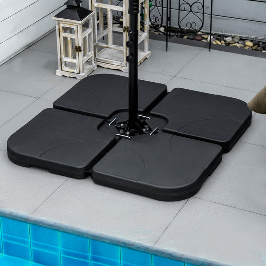 4 Piece Umbrella Base Stand w/ U Locking, 132 lb Capacity Water or 172 lb Capacity Sand, Black