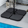 4 Piece Umbrella Base Stand w/ U Locking, 132 lb Capacity Water or 172 lb Capacity Sand, Black