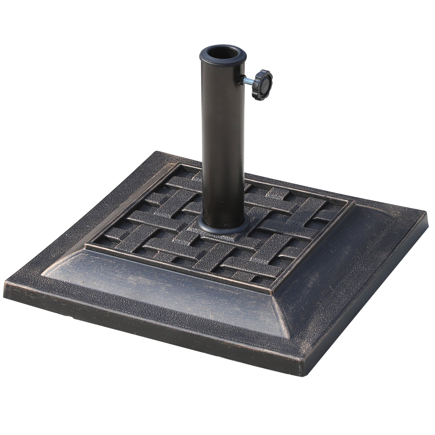 20 lbs Square Resin Patio Umbrella Stand Base Coated Pole Market Umbrella Parasol Holder Bronze