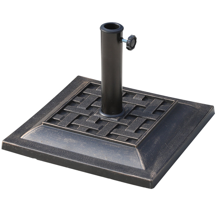 20 lb Bronze Square Resin Umbrella Base with Coated Pole