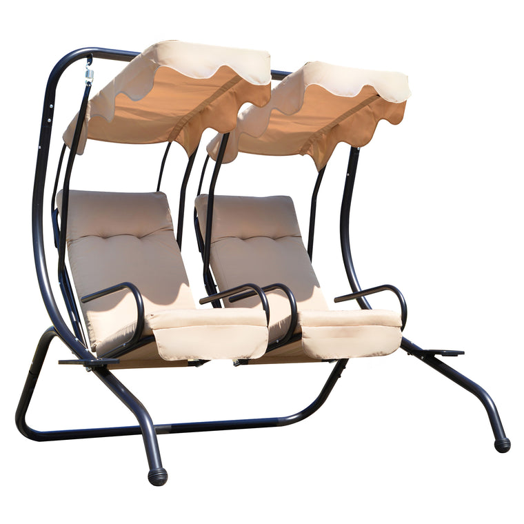Heavy-Duty Metal Porch Swing with Canopy & Cushions