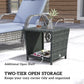 17.7" Wicker Side Table with Storage Shelf, Square PE Rattan Outdoor End Table with PS Wood Slat Top, Grey