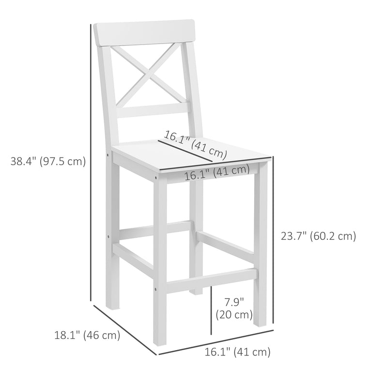 Solid Wood Counter Height Bar Stools Set of 2