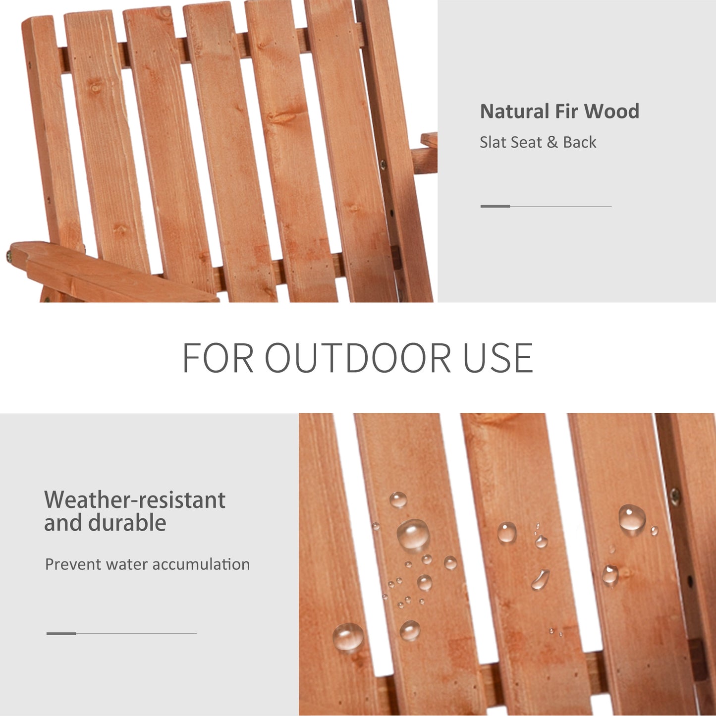 Garden Bench for 2 Persons with Middle Table and Umbrella Hole, 2-Seater Outdoor Wooden Bench with Slat Design, Orange