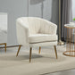 Fabric Armchair, Modern Accent Chair with Gold Metal Legs for Living Room, Bedroom, Home Office, Cream White