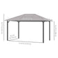 10' x 13' Hardtop Gazebo Aluminum Framed Marquee Party Tent Shelter with Mesh Curtains & Side Walls - Grey