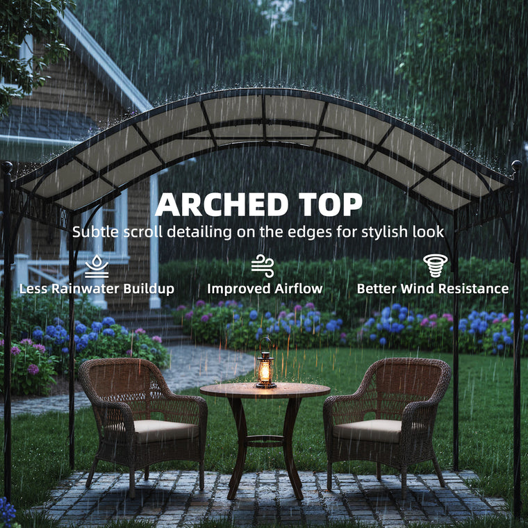 10' x 10' Cream White Pergola with Arched Steel Frame