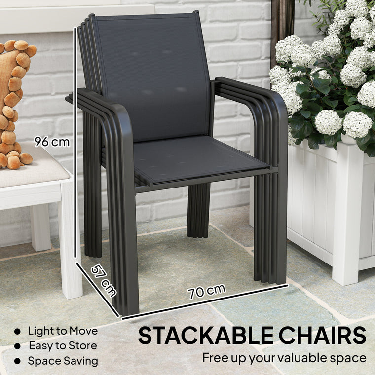 4-Piece Stackable Dining Chair Set with 20" Deep Seat