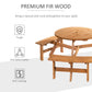 6 Person Round Picnic Table Bench Set with Umbrella Hole, Wood Patio Table with 3 Built-in Benches for Garden, Deck, Backyard, Brown