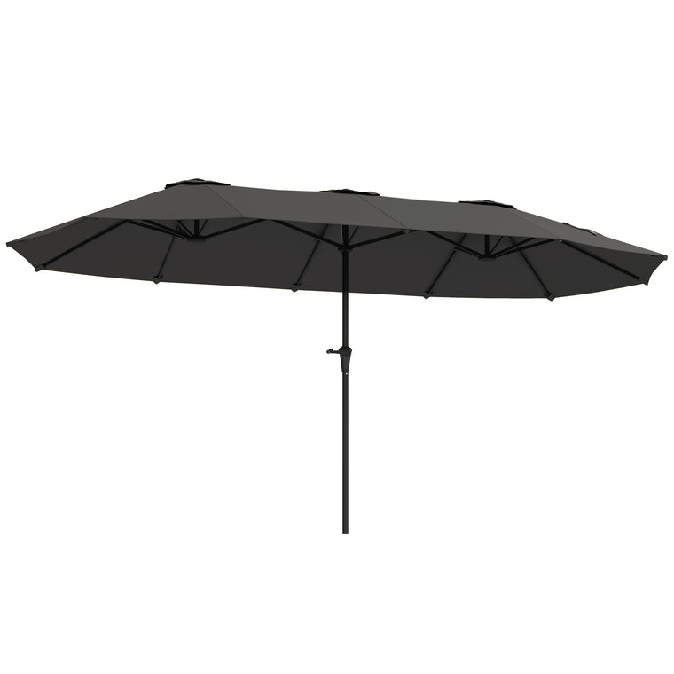 13' Dark Grey Double-Sided Patio Umbrella with Crank Handle