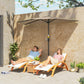 9.8ft Half Umbrella Semi Round Patio Parasol with Crank Handle, Top Vent for Garden, Balcony- NO BASE INCLUDED, Coffee