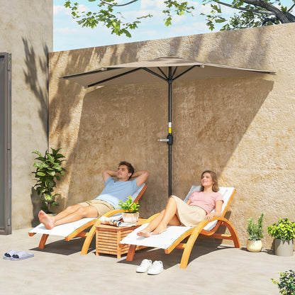 9.8' Coffee Half-Round Patio Umbrella with Crank Handle