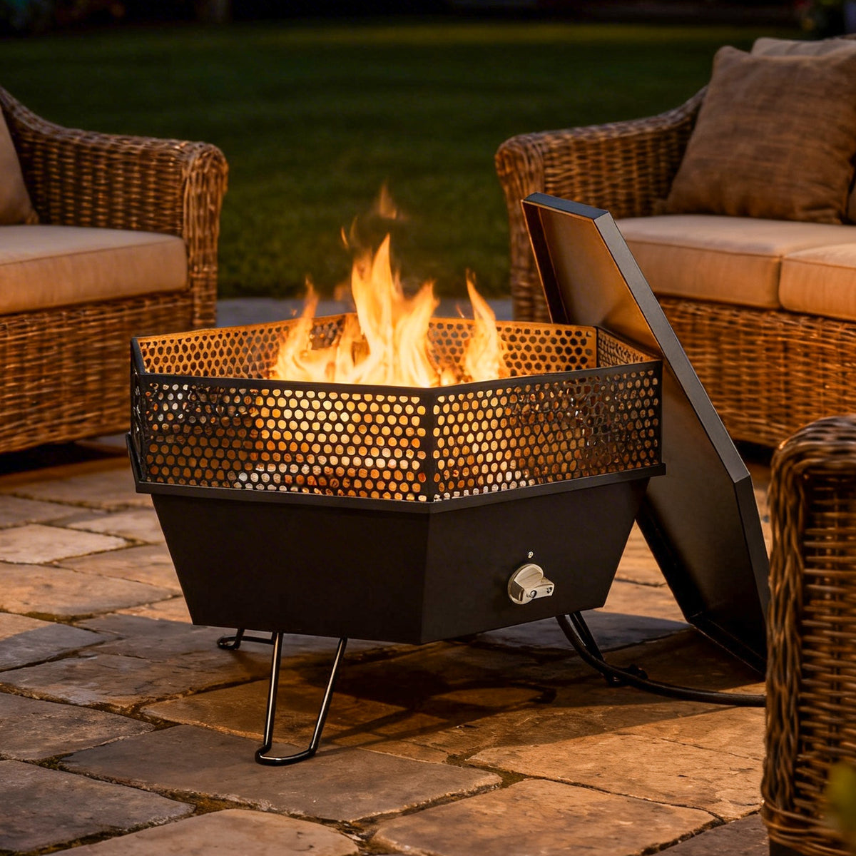 20" Foldable Propane Fire Pit with Lid