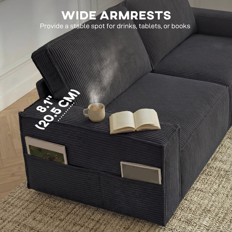 86" 3-Seater Corduroy Sofa