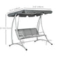 3 Person Patio Swing Seats with Adjustable Canopy Outdoor Swing Chair Bench for Garden, Poolside, Dark Grey