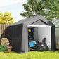 Outdoor Storage Shed Portable Garage with Roll-up Door for Motorcycle, Bike, Garden Tools, Beige