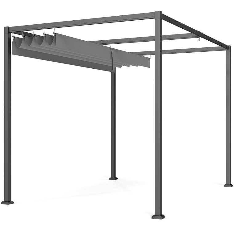 10x7ft Grey Pergola with Retractable Roof