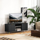 TV Stand with Storage for 55 Inch TV, Modern TV Cabinet with 2 Open Shelves and 2 Cabinets for Living Room, Black