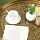 Vintage Coffee Table for Living Room, 24" Round Center Table with Hammered Tray Top and Metal Frame, Gold