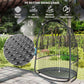 Hanging Egg Chair, Foldable Rattan Garden Swing Chair with Installation Kit, Thickened Cushion and Headrest, Dark Grey