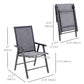 4-Piece Folding Chair Set for Relaxing on Patio Balcony Garden, Comfortable Outdoor Furniture with Armrests, Dark Grey