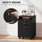 24" Small Filing Cabinet with Open Compartment, Drawer and Wheels, Home Office Storage Cabinet, Black