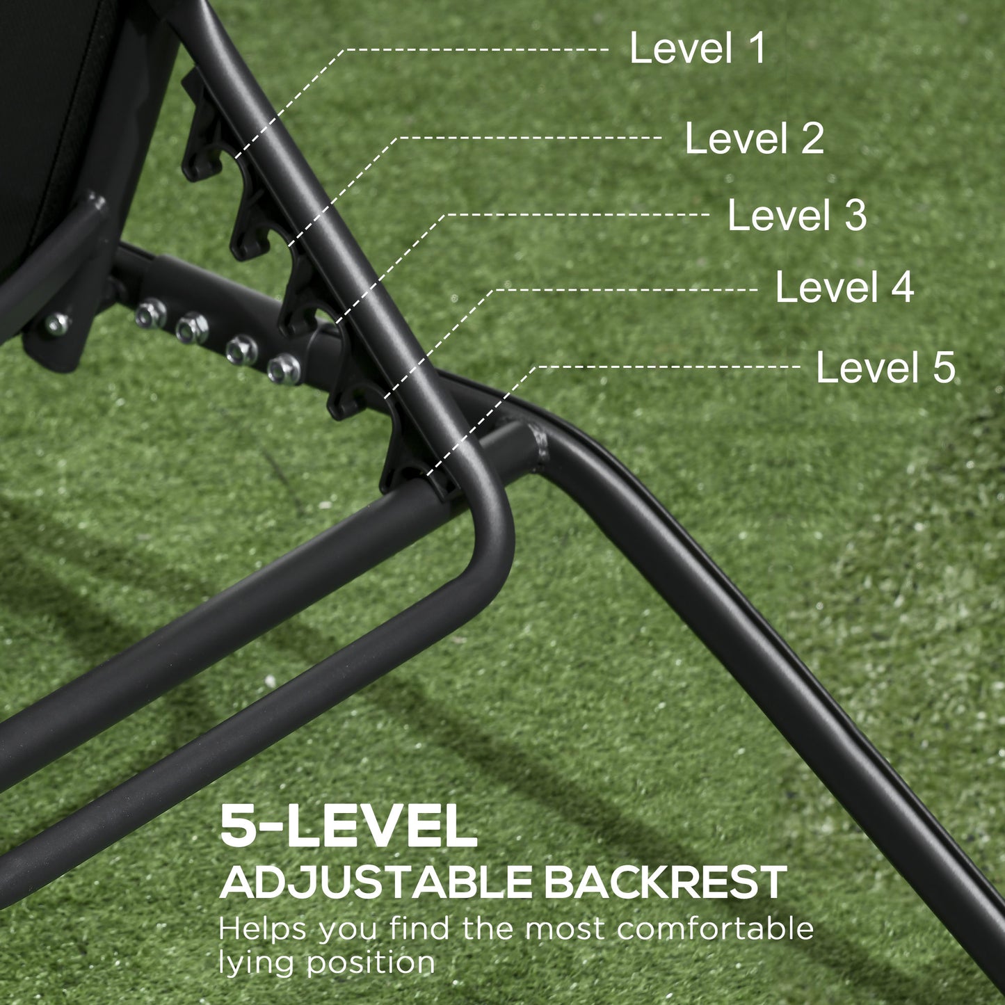 2PCs Lounge Chairs with Wheels, 5-Level Adjustable Backrest for Garden, Backyard, Patio, Deck, Poolside, White