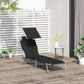Outdoor Lounge Chair, Adjustable Folding Chaise Lounge, Tanning Chair with Sun Shade for Beach, Camping, Hiking, Backyard, Light Grey - Black