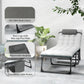 Outdoor Lounge Chair Set of 2, Folding Chaise Lounge Tanning Chair with Cushion, Side Pocket, Grey