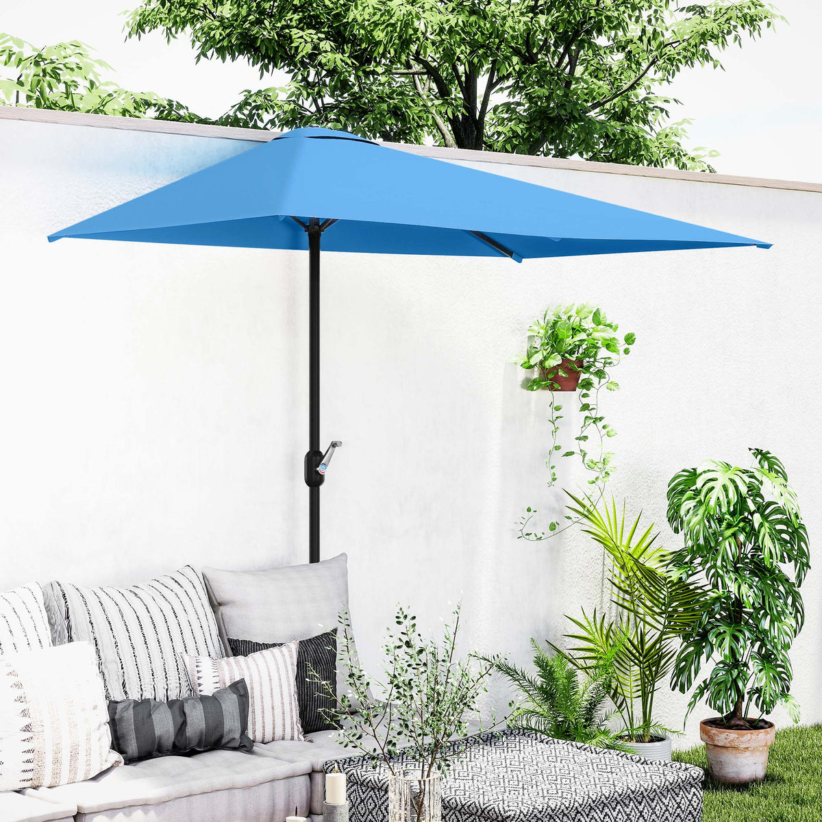 8ft Half Round Balcony Umbrella with 5 Ribs