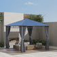 Polycarbonate Hardtop Gazebo Canopy, Outdoor Patio Gazebo with Aluminum Frame & Curtains, Dark Grey