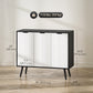 Modern Sideboard and Buffet, Dining Room Cabinet with Adjustable Shelves and 3 Doors, Black