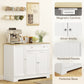 Modern Sideboard Cabinet, 41" Kitchen Buffet Cabinet with Drawer, Adjustable Shelf, 3 Doors for Dining Room, White