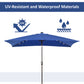 6.5x10ft Patio Umbrella Rectangle Solar Powered Tilt Aluminum Outdoor Market Parasol with LEDs Crank (Dark Blue)