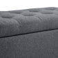 Storage Ottoman Bench, Linen Upholstered Bench with Tufted Design, Flipping Top, Dark Grey