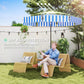 8.7FT Tilting Patio Umbrella with 8 Ribs, Crank Handle, Air Vent for Outdoor, Garden and Pool, Navy Blue