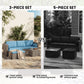 3-Piece Patio Furniture Set Modern Sectional Sofa Rattan Chair Wicker Conversation Set Outdoor Hand Woven Rattan Wicker Furniture Patio Coffee Table Sofa Set, Blue