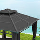 10' x 10' Outdoor Hardtop Gazebo Canopy with Double PC Roof, Steel Frame, Nettings, Curtains for Garden Lawn Deck, Black