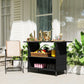 Wicker Outdoor Bar Table, PE Rattan Bar Height Patio Table with 2 Shelves, Steel Frame for Garden, Backyard, Black