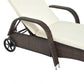 Wicker Chaise Lounge, Outdoor Lounge Chair, PE Rattan Patio Sun lounger with Head-rest, 5-Level Height Adjust Backrest, Cushion, & Wheels, Mixed Grey and Grey