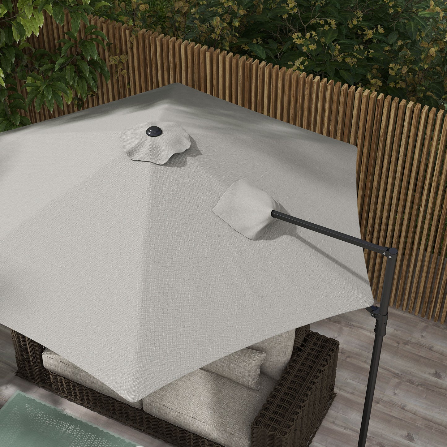 8.5FT Light Grey Roma Cantilever Parasol with Cross Base
