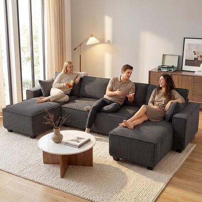 Modular U-Shaped Sectional with Double Chaise