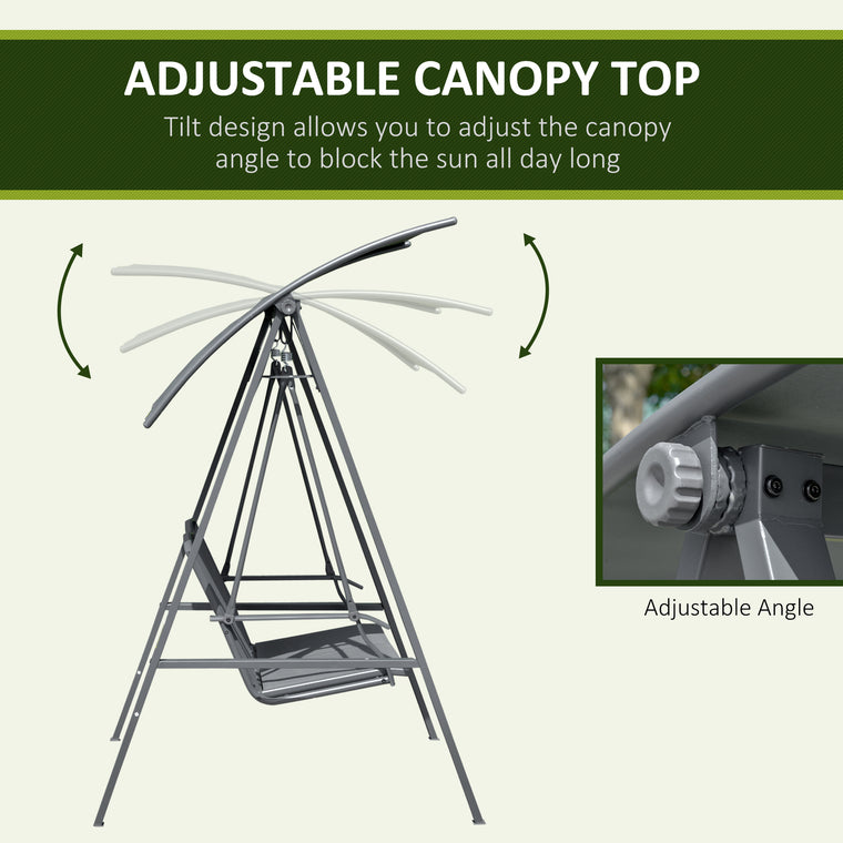 2-Seat Porch Swing with Adjustable Canopy and Removable Seat