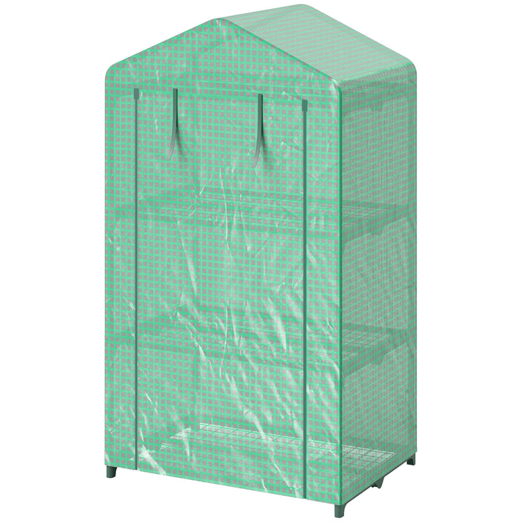 Green 3-Tier Mini Greenhouse with Steel Frame